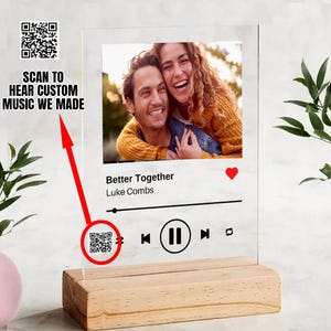 Personalisierter Song Plaque mit Foto - Benutzerdefinierter Acryl Musikrahmen für Paare - Spotify Code Geschenk - Jahrestag oder Andenken zum Valentinstag