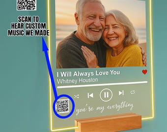 Personalized Acrylic Song Plaque with Photo: Custom Music Gift