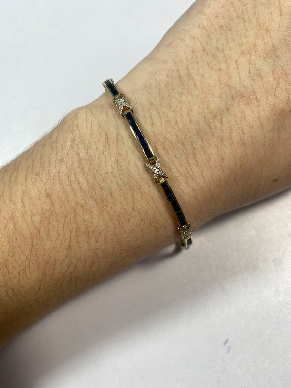 10k Yellow Gold Diamond & Spinel Tennis Bracelet (
