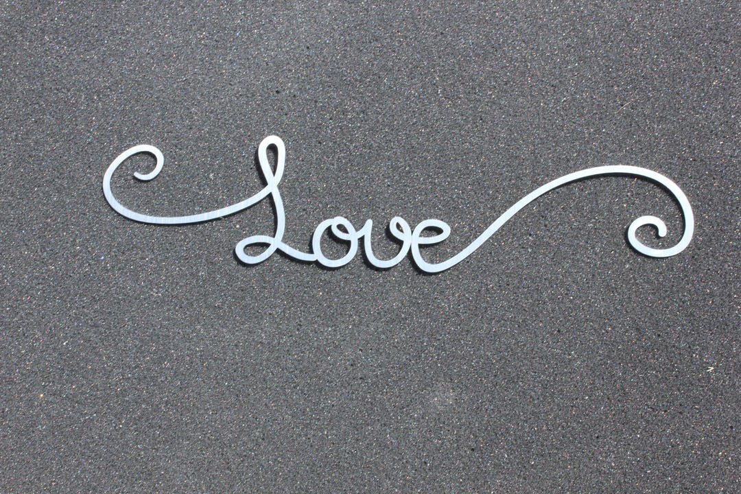 Love Metal Wall Art Metal Word Cursive Metal Sign Love Etsy