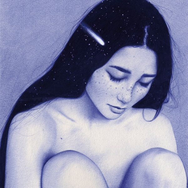 Noche estrellada — Ilustración a bolígrafo bic