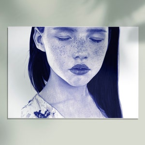 Zero - Girl with freckles - Ballpoint pen illustration