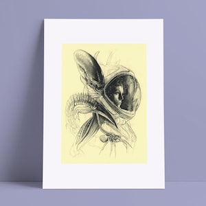 Alien illustration poster - Ellen Ripley, Xenomorph, Facehugger