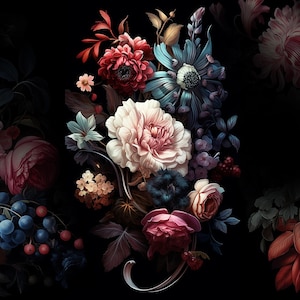 Panel Piel Sintética Diseño floral vintage para la producción de carteras, bolsos, tapicería de muebles • hecho en España