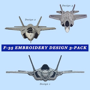 F35 Fighter Jet avion broderie Design 3-Pack