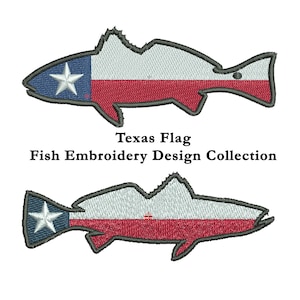 Texas Flag Redfish and Speckled Trout Embroidery Designs