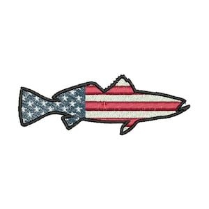 American Flag Speckled Trout Embroidery Design