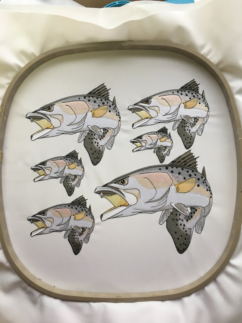 Speckled Trout Embroidery Design Etsy