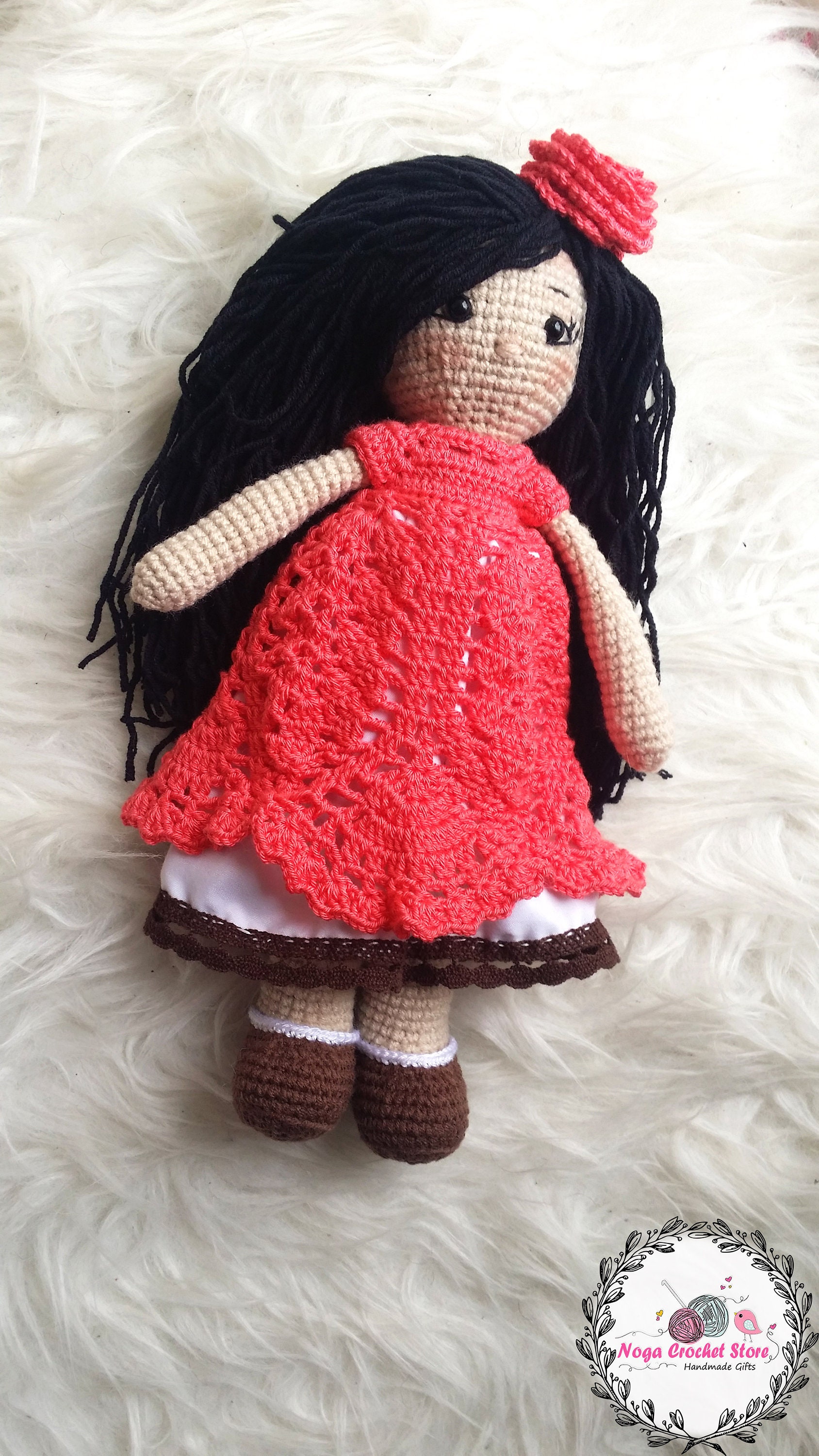Crochet Doll in Red Dress Amigurumi Pattern - Etsy