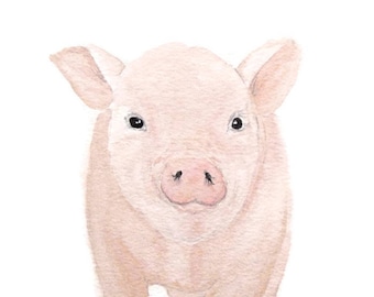 Farm Animal Art, Pig Wall Art, Farm Animal Painting, Farm Animal Kitchen, Pig Watercolor, Pig Painting, Farm Kitchen Decor, Pig Wall Decor