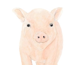 Baby Farm Animals, Pig Painting, Baby Animal Nursery Art, Pig Wall Decor, Farm Animals Painting, Baby Animal Art, Farm Animal Art, Pig Art