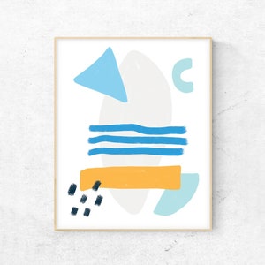 Surfs Up Geometric Abstract Wall Art Print, Coastal Decor, Beach Decor, Surf Art Print, Wall Art, Home Decor, Beach House Decor