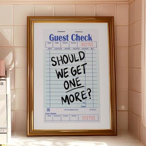 Guest Check One More Drink Art Print, Kitchen Art, Cocktail Art, Bar Cart Art, Funny Art, Retro Guest Check Art, Diner Art, Trendy Art