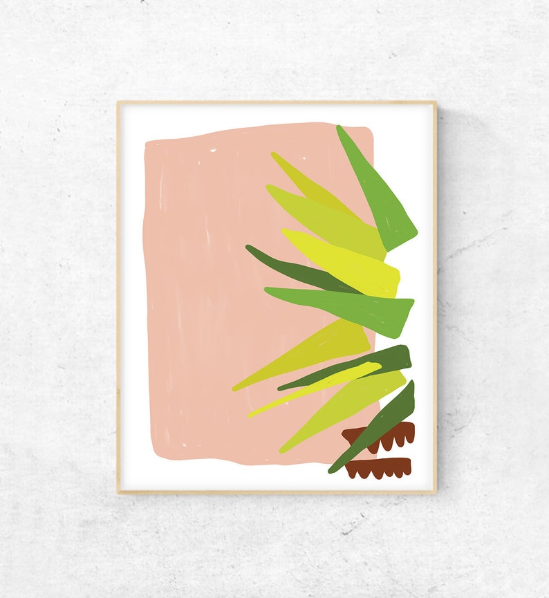 Palm Tree Geometric Abstract Art Print Wall Decor Boho | Etsy