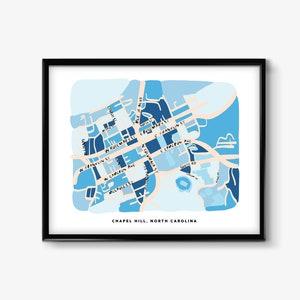 Chapel Hill Map, UNC Map Print, UNC Print, Carolina Print, Chapel Hill Illustration