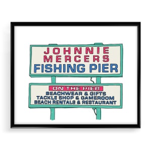 Johnnie Mercers Fishing Pier Digital Download Print, Wrightsville Beach Printable, Wilmington Print, Wrightsville Wall Art, Wilmington Art