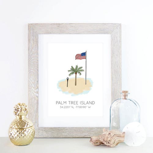 Palm Tree Island Print Wilmington NC Print Coastal Art Etsy