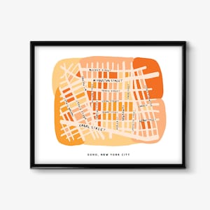 Soho, New York City Map Wall Art Print
