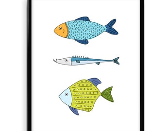 Fish Print Download, Fish Print, Fish Printable, Fish Wall Art, Beach House Print, Boys Room Print, Nautical Print, Colorful Fish Print