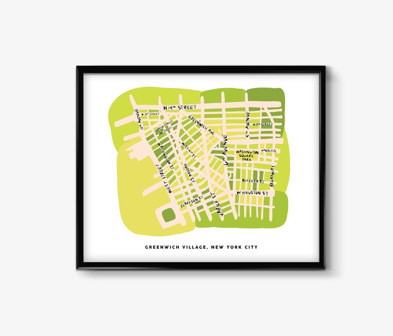Greenwich Village, New York City Map Wall Art Print Etsy