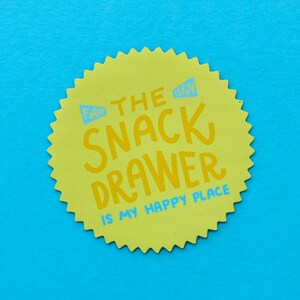 Snack Drawer Magnet, Fridge Magnet, Funny Magnet, Food Magnet, Snack Queen, Kitchen Decor, Hand-Lettered Magnet, Yellow Magnet