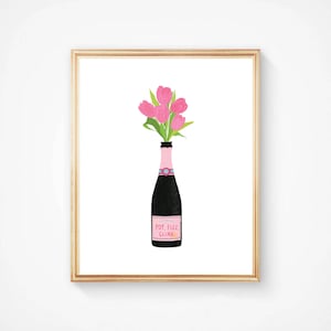Champagne Wall Art, Bar Cart Art, Champagne Illustration, Kitchen Wall Art, Picture for Kitchen, Kitchen Decor, Pop Fizz Clink, Dorm Decor