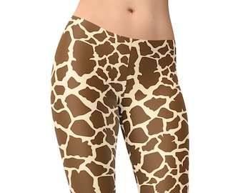 Giraffe Print Leggings – Brown Safari Animal Pattern – High Waisted Yoga Pants for Women
