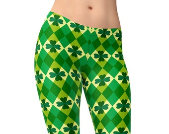 Green four leaf clover leggings, St Patrick's day leggings, St Patrick's leggings, shamrock leggings, irish leggings, printed leggings