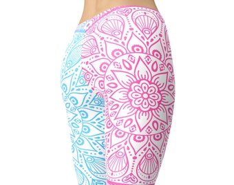 Colorful mandala yoga pants, floral leggings for women, yoga clothing, yoga shorts, printed leggings, workout leggings, high waist leggings