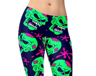 Skull Yoga Leggings, Halloween Costume, Yoga Pants, Printed Leggings, Unique Leggings, Yoga Wear, Shorts, Capris, Workout Leggings