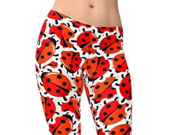 Ladybug Print Leggings – Funky Red Bug Pattern for Women
