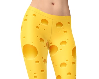 Cheese Leggings for Women, Printed Leggings, Yoga Leggings, High Waist Leggings, Capri Leggings, Cheese Tights, Workout Leggings