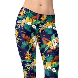 Tropical Floral Leggings: High Waist Yoga Pants