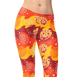 Leo Zodiac Yoga Leggings: Astrological Star Sign Print