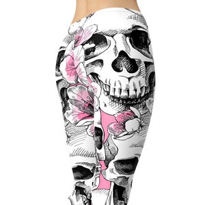 Skull Floral Print Leggings: Halloween Yoga Pants