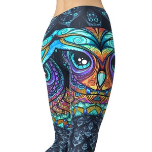 Owl Ornamental Leggings, Printed Leggings, Workout Leggings, Festival Pants, Yoga Leggings, Owl Leggings, Activewear, Yoga wear, Owl Tights