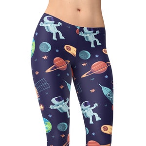 Astronaut Space Leggings, Galaxy Space Leggings, Printed Leggings, Leggings for Women, Yoga Leggings, Yoga Pants, Capri, Yoga Tights