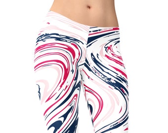 Leggings yoga colorati geometrici Marbel per donna, pantaloni yoga, leggings da allenamento, leggings stampati, leggings capri, leggings a vita alta