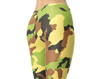 Green camo leggings, camouflage leggings, military leggings, army leggings, fitness leggings, workout leggings, yoga leggings, yoga shorts