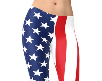 American Flag Leggings, 4th Of July Leggings, US Patriotic Stars and Stripes Clothing, Proud American Pants, Veteran Gift Ideas