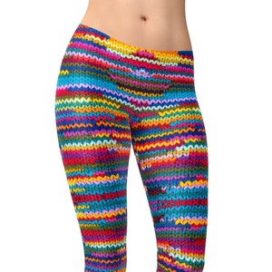 Colorful knitted pattern leggings for women, yoga pants, workout leggings, printed leggings, hight waist leggings, yoga clothing image 1