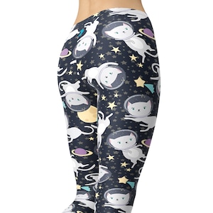 Cat Astronaut in Space Legging, Cartoon Leggings, Stuffed Animal,  Cat Lover Gift, Cat Tights, Printed Leggings, Capri Leggings, Yoga Pants