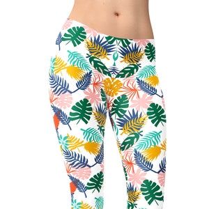 Tropical Leaves High Waist Leggings: Women&#39;s Yoga Pants