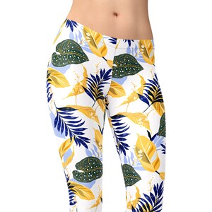 Tropical Leaves Yoga Leggings: High Waist Workout Pants