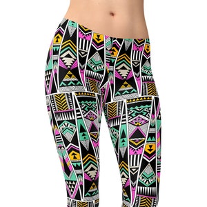 Aztec leggings, Tribal navajo ethnic leggings, festival clothing, printed leggings for women, yoga pants, ethnic tribal workout leggings