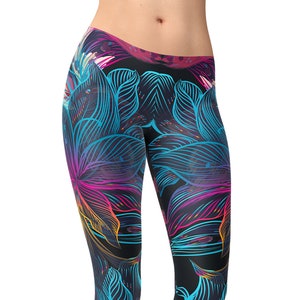 Floral leggings, colorful flower leggings, yoga pants, high waist leggings for women, workout leggings, yoga clothing, printed leggings