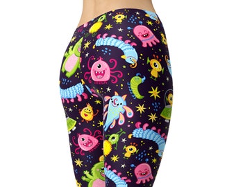 Monster Space Leggings – Funky Alien Print – Festival Wear