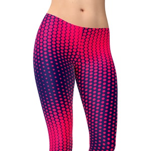 Red Polka Dot High Waist Leggings: USA Made Workout Pants