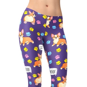 Corgi Leggings, Dog Leggings, Corgi Print, Capri Leggings, Corgi Leggings for Women, Corgi Yoga Pants, Cute Corgi Gift, Yoga Pants.