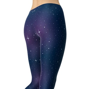 Night Sky Leggings for Women, Galaxy Space Leggings, Stars Leggings, Printed Leggings, Yoga Pants, Yoga Capris, High Waist Leggings